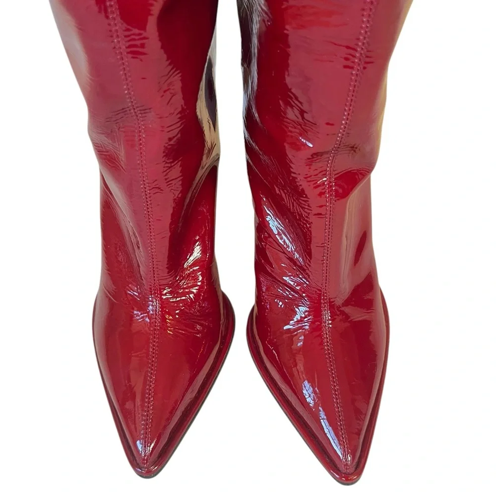 Tamara Mellon Trinity Patent Red Knee High Boots
